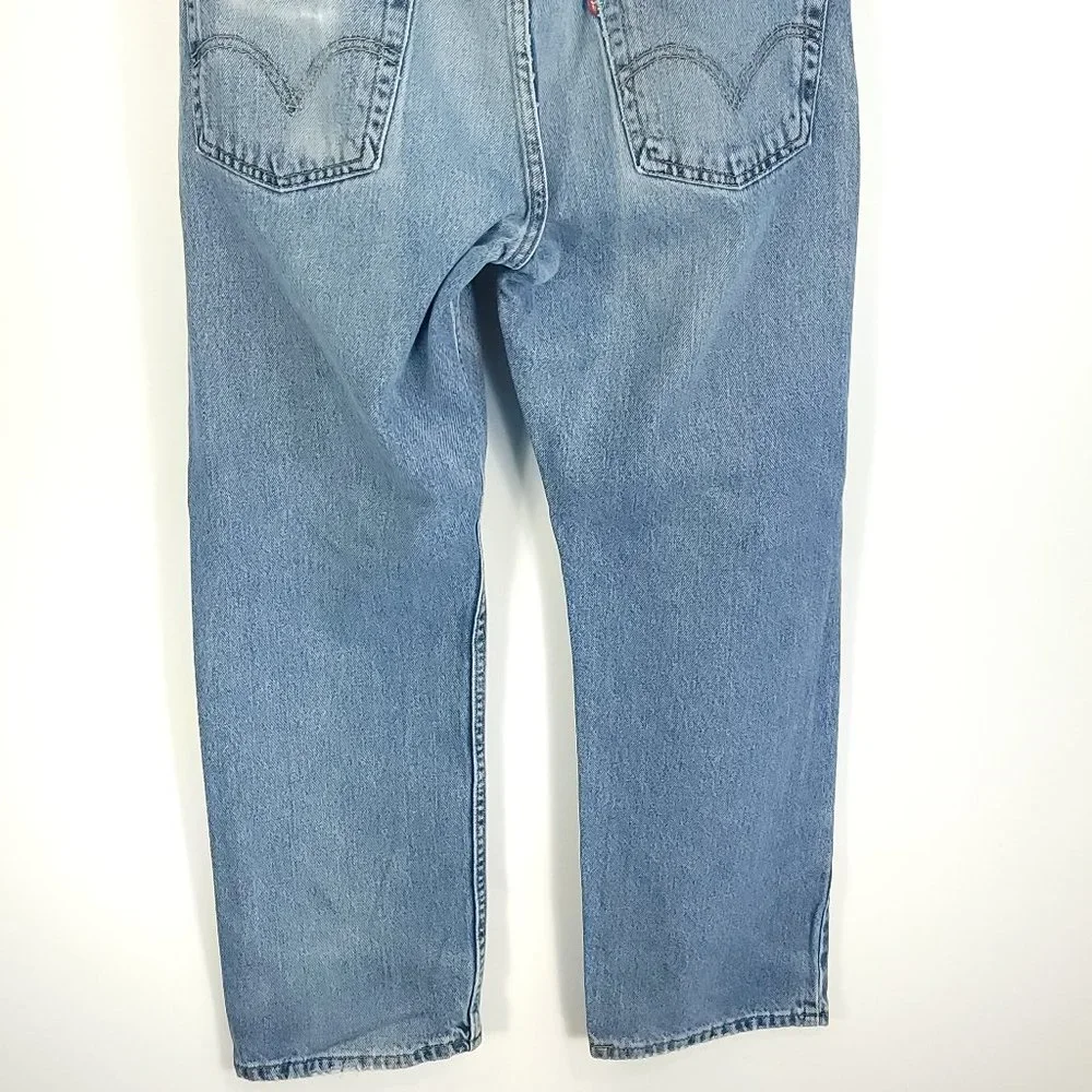 Levi's 505 Denim Jeans Men's 34x30 Blue With Fade Distressed Destroyed - Picture 7 of 15